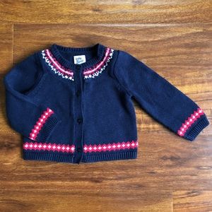 baby B’gosh navy fair isle cardigan